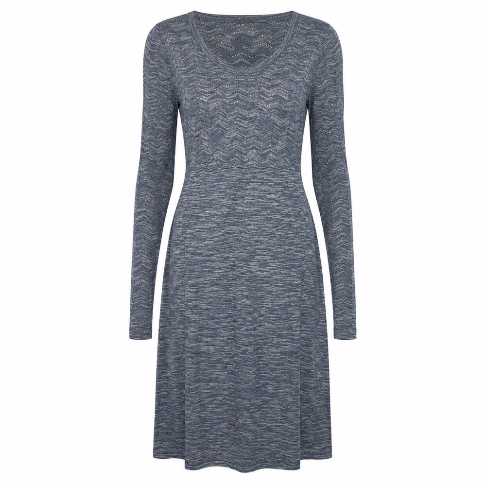 Aventura Sweater Dress Womens Size Large Blue Organic Cotton Chevron Minimalist
